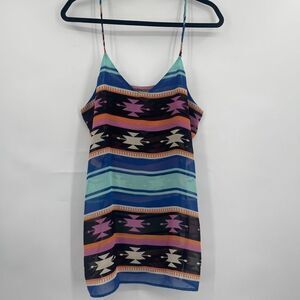 Show Me Your Mumu Women's Sleeveless Multicolor Stripes Aztec Print Cami Top M/L